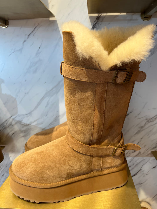 Ozwear Ugg Classic Platform Buckle Long Boots (4.5cm) (Water Resistant) ob847