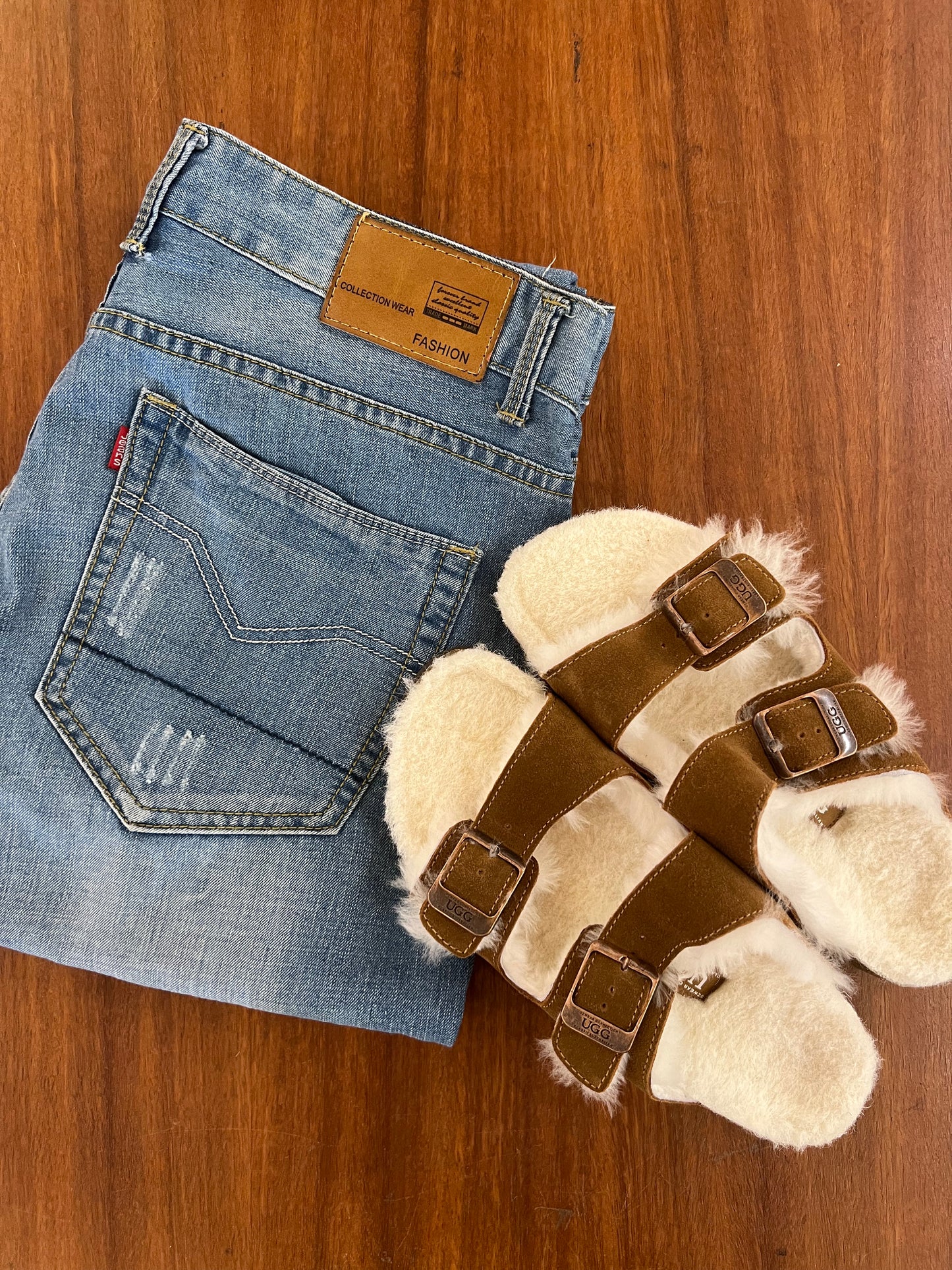 Ozwear UGG Aussie Shearling Buckled Sandals ob753