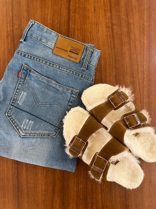 Ozwear UGG Aussie Shearling Buckled Sandals ob753