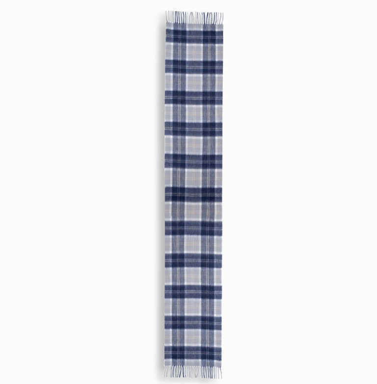 Ozwear 100% Wool Scarf Navy Ivory Check ws111