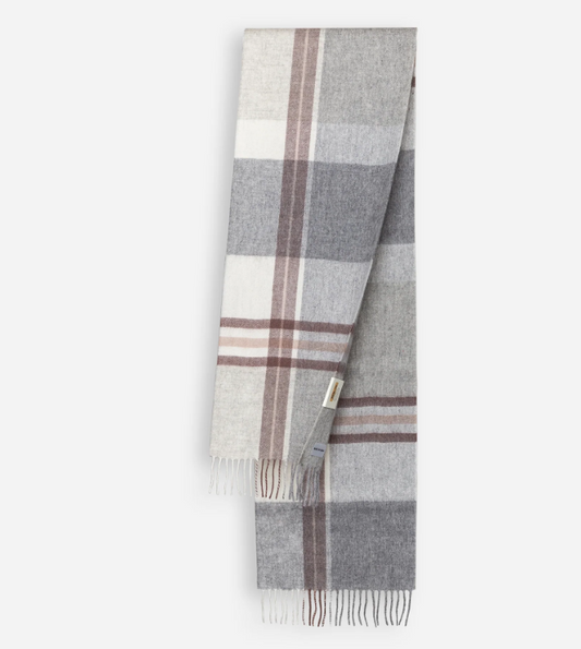 Ozwear 100% Wool Scarf Grey Check ws117