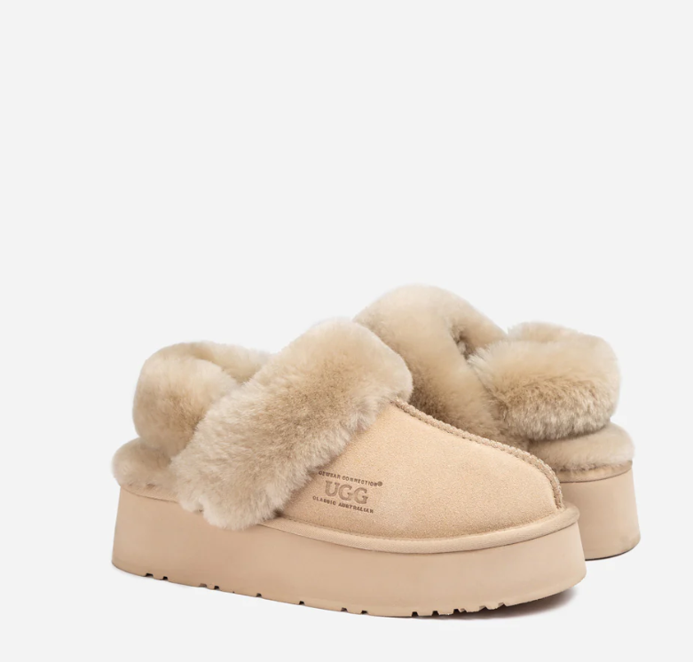 Ozwear Ugg Platform Slipper (Elastic Logo & Wool Strap) 4.5cm (Detachable Feature)(Water Resistant) ob724pd