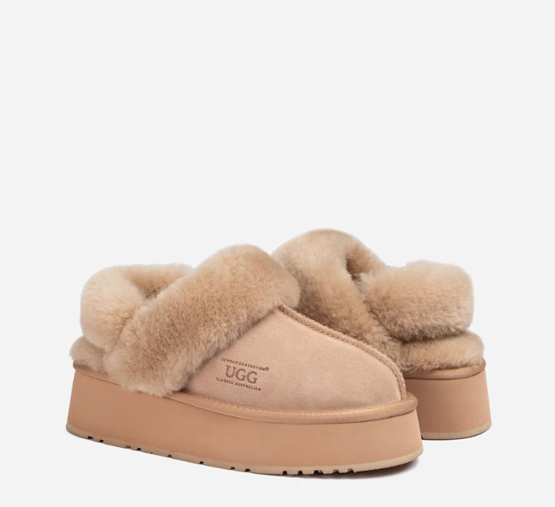 Ozwear Ugg Platform Slipper (Elastic Logo & Wool Strap) 4.5cm (Detachable Feature)(Water Resistant) ob724pd