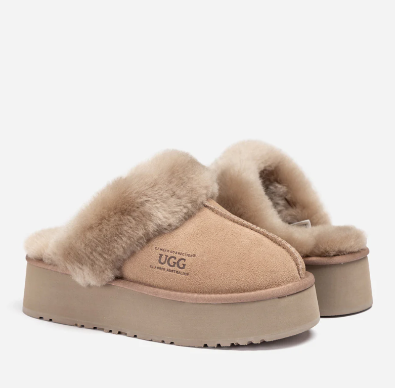 Ozwear Ugg Platform Slipper (Elastic Logo & Wool Strap) 4.5cm (Detachable Feature)(Water Resistant) ob724pd