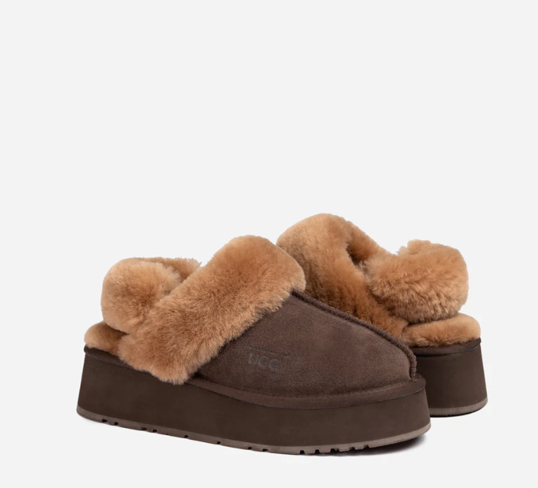 Ozwear Ugg Platform Slipper (Elastic Logo & Wool Strap) 4.5cm (Detachable Feature)(Water Resistant) ob724pd