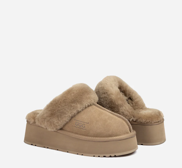 Ozwear Ugg Platform Slipper (Elastic Logo & Wool Strap) 4.5cm (Detachable Feature)(Water Resistant) ob724pd