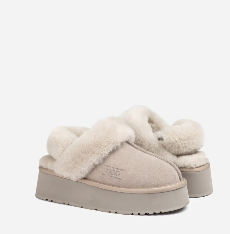 Ozwear Ugg Platform Slipper (Elastic Logo & Wool Strap) 4.5cm (Detachable Feature)(Water Resistant) ob724pd