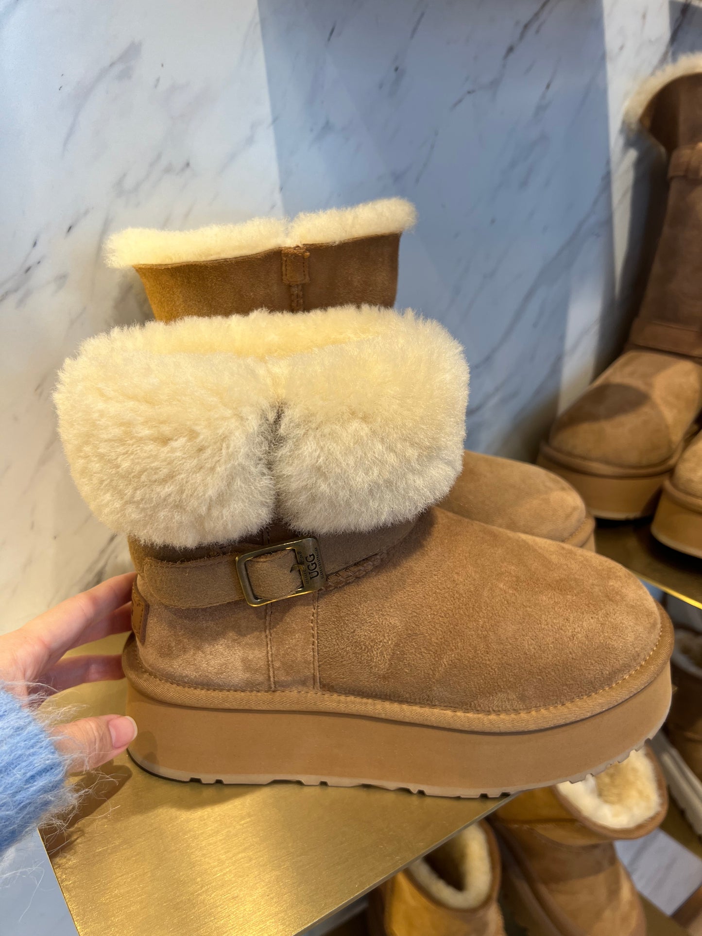 Ozwear Ugg Classic Platform Buckle Mini Boots (4.5cm) (Water Resistant) ob890