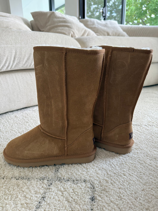 Ozwear Ugg Boots Genuine Australian Sheepskin Unisex Long Classic Suede (Unisex Cow Suede) ob721